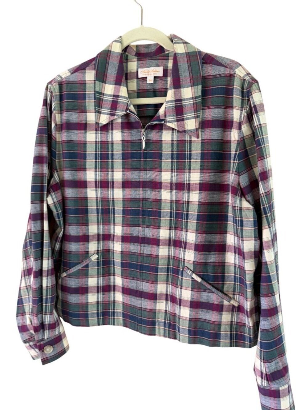 Brooks Brothers Womens Plaid Collared Long Sleeve Jacket Size 14 Vintage Rare